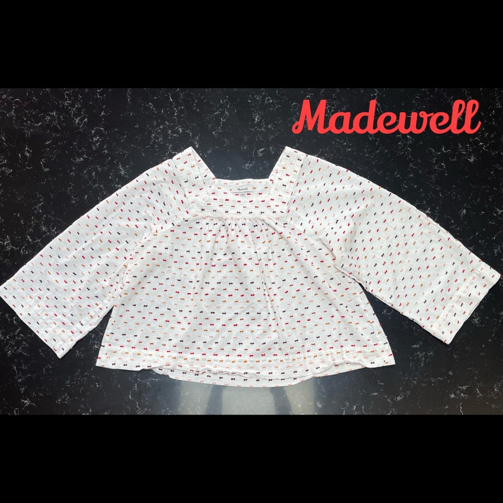 Madewell White Top with Red and Pink Dots